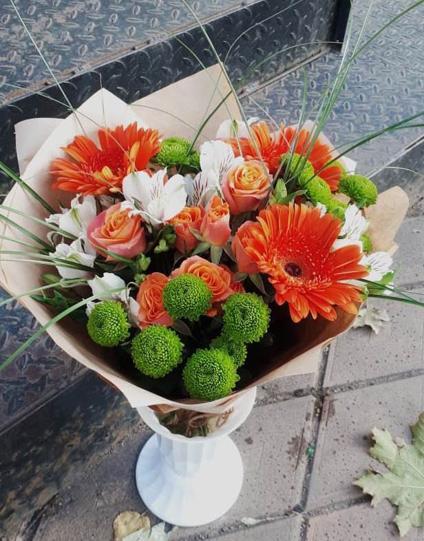 Букет цветов из: Герберы, Хризантемы, Альстромерии и Розы в Ферзиково