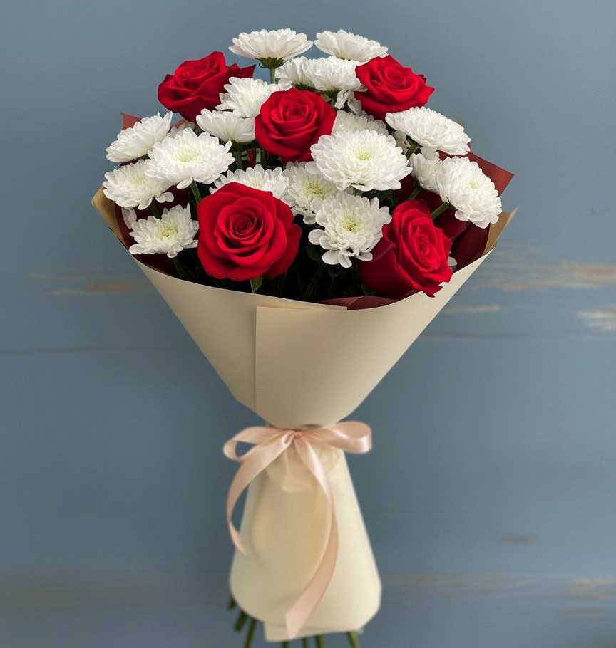 Букет цветов из: Розы и Хризантемы в Ферзиково