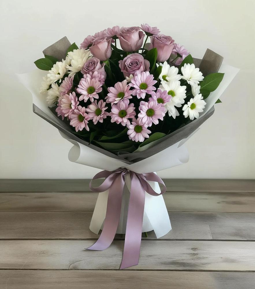 Букет цветов из: Хризантемы и Розы в Ферзиково