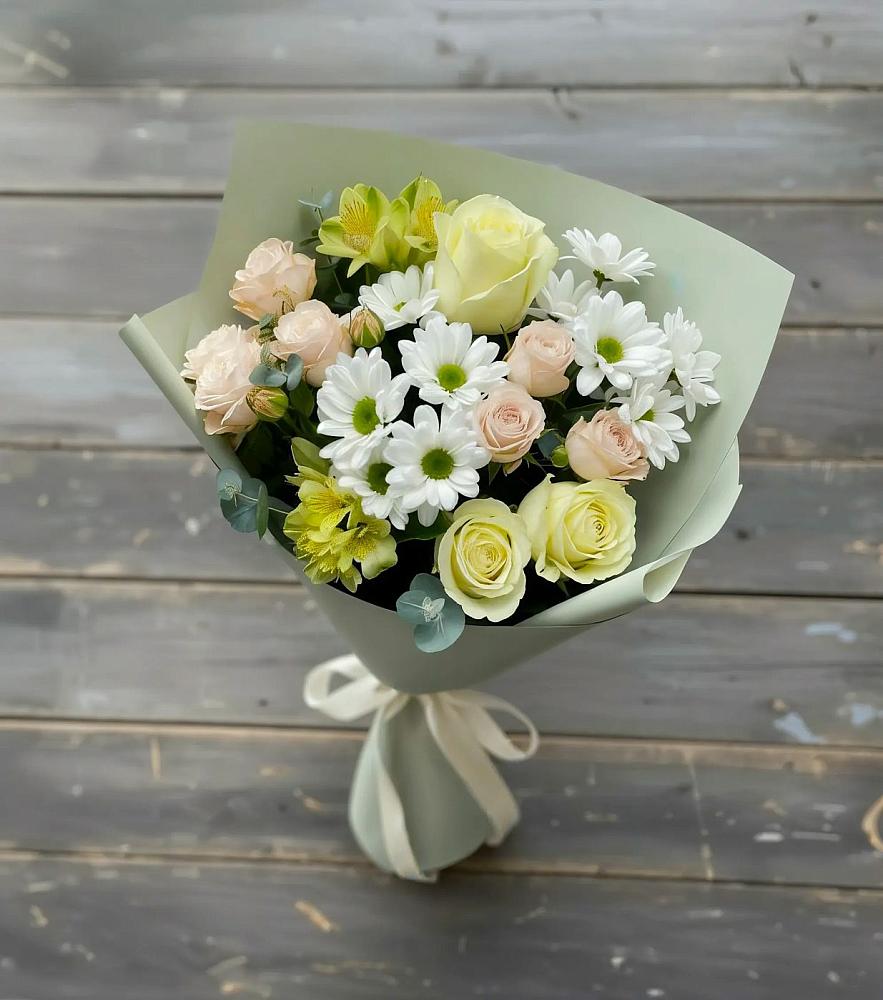 Букет цветов из: Альстромерии, Розы и Хризантемы в Ферзиково