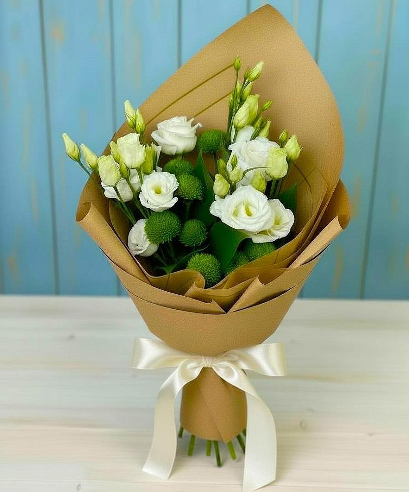 Букет цветов из: Хризантемы и Лизиантусы в Ферзиково