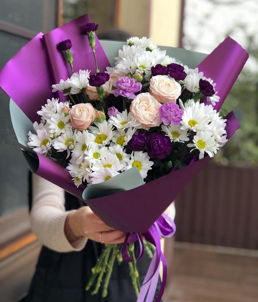 Букет цветов из: Хризантемы, Гвоздики и Розы в Ферзиково