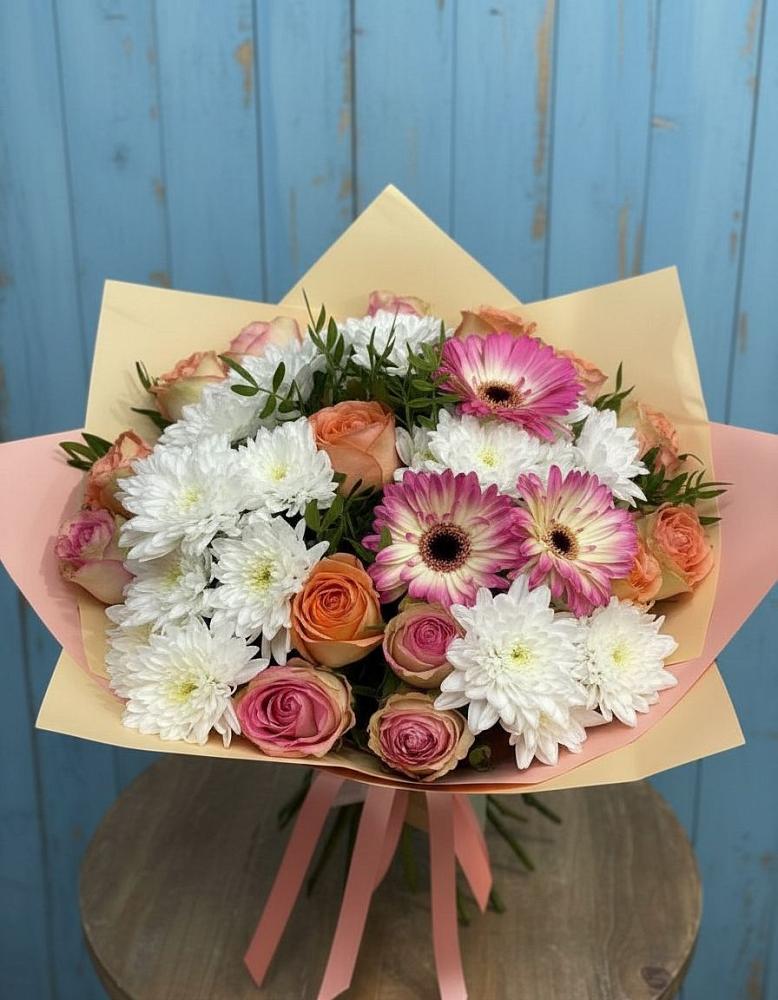 Букет цветов из: Розы, Герберы и Хризантемы в Ферзиково