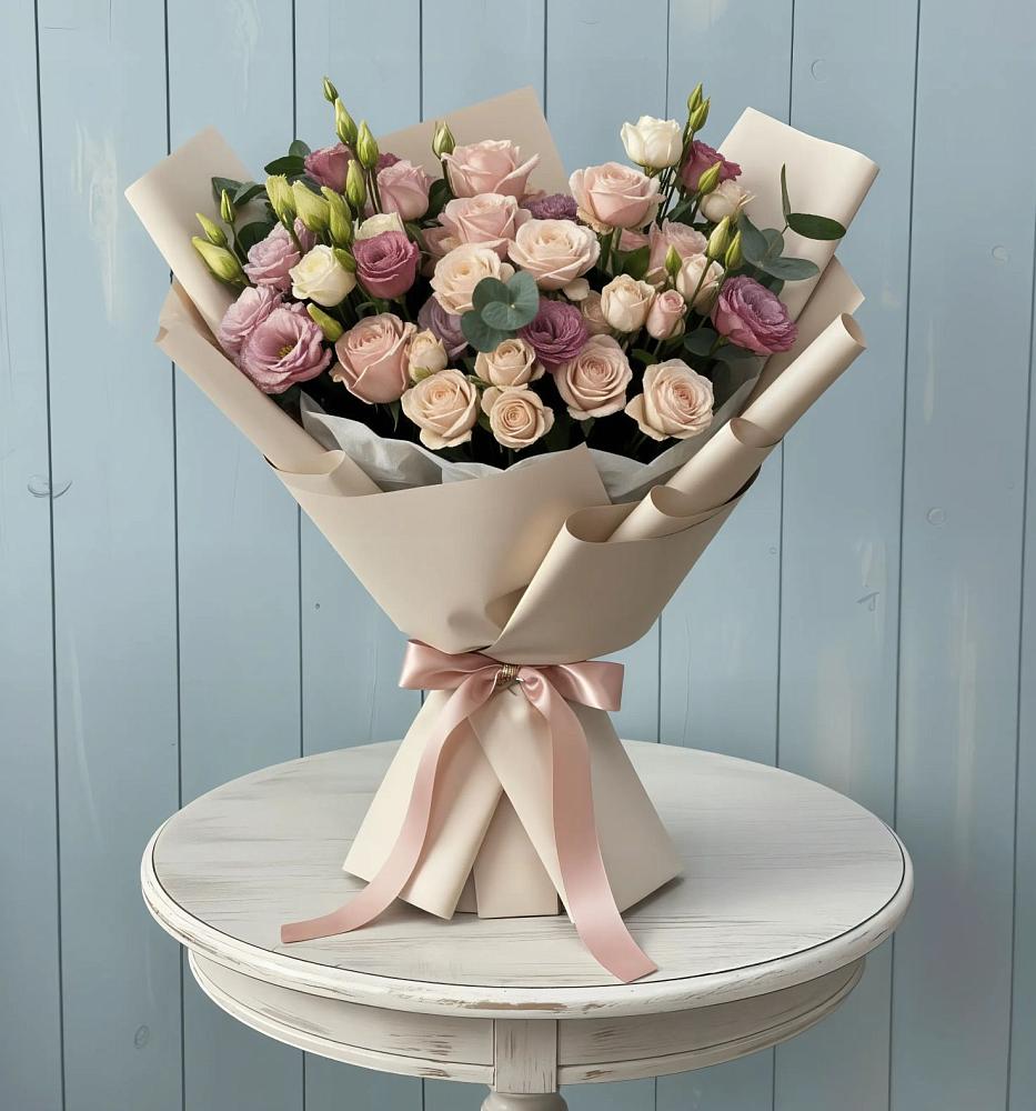 Букет цветов из: Розы и Лизиантусы в Ферзиково