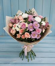 Букет цветов из:  Хризантемы, Розы и Альстромерии в Ферзиково