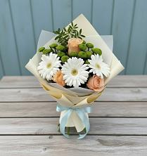 Букет цветов из:  Герберы, Розы и Хризантемы в Ферзиково